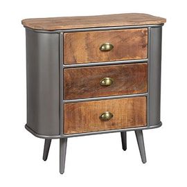 Commode 3 Tiroirs 75x35x80 Cm En Palissandre Et Acier - Suwa