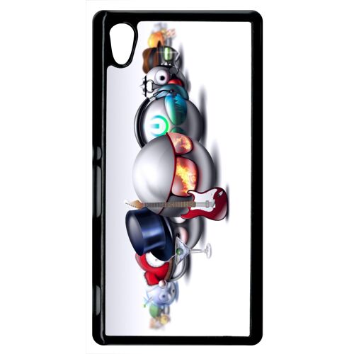 Coque xperia m4 aqua - rocking smileys - noir