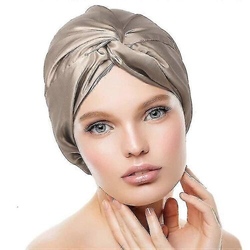 Double couche Mulberry Soie Bonnet de couchage Nuit Soie Sleep Cap pour femmes Pour les soins des cheveux Cheveux longs Chapeau de bonnet élastique