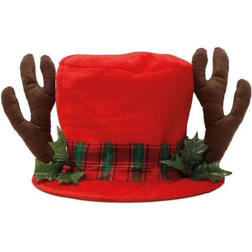 Chapeau Rouge De Renne Avec Des Cornes