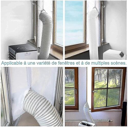 Tissu d¿étanchéité 400cm pour la climatisation Porte fenêtre Calfeutrage Tissu Mobile Climatiseur Kit Isolation Fraîcheur Simple et Conven