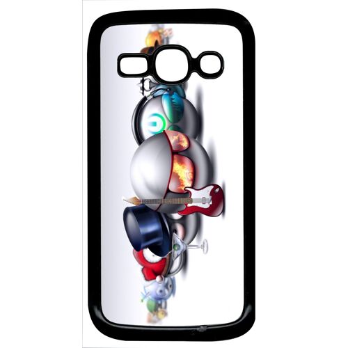 Coque galaxy ace 3 - rocking smileys - noir