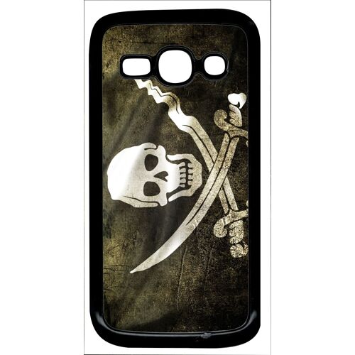 Coque galaxy ace 3 - drapeau de pirate - noir