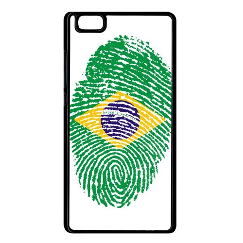Coque huawei ascend p8 lite (2015) - empreinte digitale drapeau bresil brazil - noir