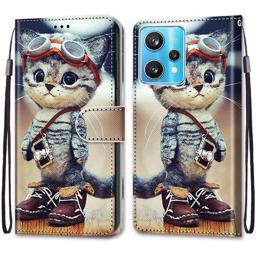 Coque Pour Oppo Realme 9 Pro Plus / 9 Pro+, Etui En Cuir Pu Portefeuille Housse Coque Avec 360 Degres Silicone Protection Cover Cuir Pochette Magnetique Und Flip Bequille (Chat 1)