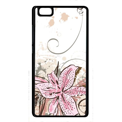 Coque huawei ascend p8 lite (2015) - lily with grunge floral - noir