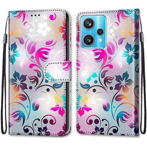 Coque Pour Oppo Realme 9 Pro Plus / 9 Pro+, Etui En Cuir Pu Portefeuille Housse Coque Avec 360 Degres Silicone Protection Cover Cuir Pochette Magnetique Und Flip Bequille (Fleur 1)