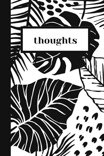 Thoughts: Sleek & Modern Black & White Floral Notebook For Thoughts