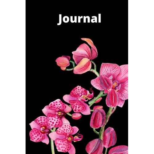 Orchid Journal Pink And Black Floral: 6x9 120 Lined Journal Pages