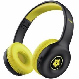 Trust Nouna Casque Enfant Bluetooth 85dB, Micro Pliable, 15h Autonomie, Autocollants, Musique, Noir
