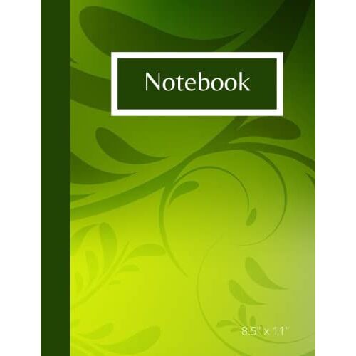 Green College Ruled Notebook: Green Vine Design Cover Notebook, 8.5"X11" Size. College Ruled Lined Paper.