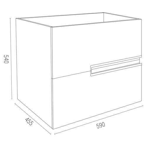 Meuble de salle de bains 60cm Chêne Clair 2 tiroirs avec Vasque céramique blanche - ONE