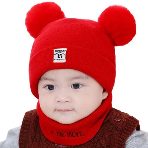Chapeau Avec Guêtre Au Cou Pour Enfant, Bonnet Tricoté En Peluche Pour Garçon Et Fille, Ensemble D'Écharpe, Chapeau Chaud D'Hiver