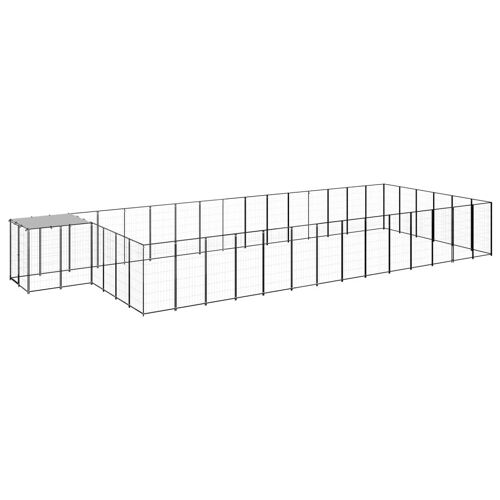 Chenil Extérieur Cage Enclos Parc Animaux Chien 26,62 M² 110 Cm Acier Noir Helloshop26 02_0000516