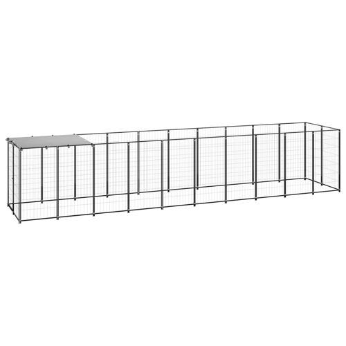 Chenil Extérieur Cage Enclos Parc Animaux Chien 6,05 M² 110 Cm Acier Noir Helloshop26 02_0000546