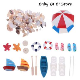 Parasol De Plage, Kits De Coquillages De Bateau, Paysage Miniature, Fée, Maison De Poupée, Décoration De Jardin, Figurine Miniature, 1/12