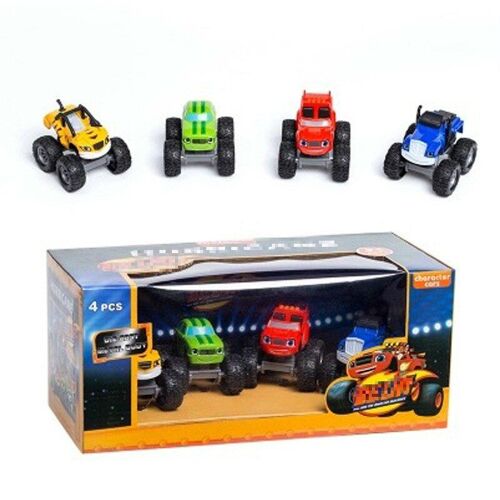 Jouets de voiture Monstere Machines, véhicules de broyeur de Miracle russe, figurine Blazed, modèle de voiture, jouets pour enfants, cadeaux d'anniversaire, 4 pièces