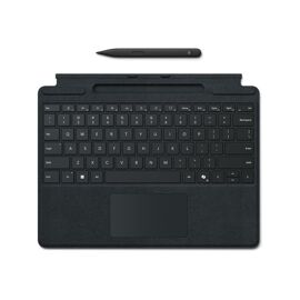 Microsoft Surface Pro Keyboard for Business - Clavier - avec rangement pour stylos - avec pavé tactile, accéléromètre - rétroéclairé - QWERTY - R.-U. - noir - avec Slim Pen - pour Surface Pro 10, Pro 8, Pro 9, Pro X, Pro X for Business