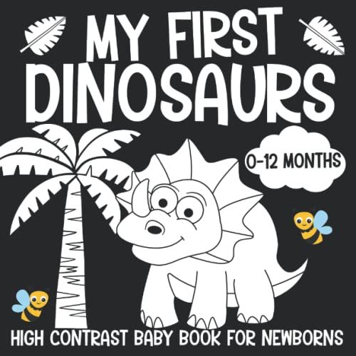 My First Dinosaurs High Contrast Baby Book For Newborns 0-12 Months: Black And White Dinosaurs Themed Pictures To Develop Your Babies Eyesight (Babies Visual Stimulation Book)