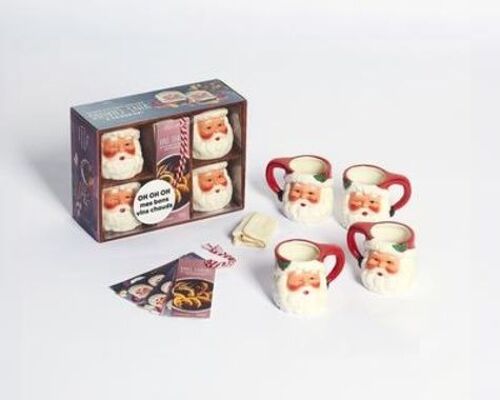 Coffret Les Bocks À Vins Chauds, Édition Spéciale Santa - Avec 4 Mugs, 10 Sachets En Tissu Et 10 Fiches De Recettes