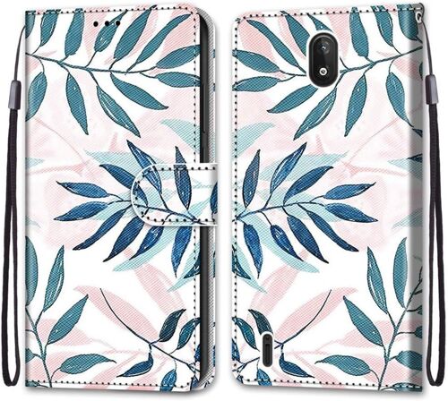 Coque Pour Nokia C2, Etui En Cuir Pu Portefeuille Housse Coque Avec 360 Degres Silicone Antichoc Protection Cover Cuir Pochette Magnetique Und Flip Bequille (Conifere)
