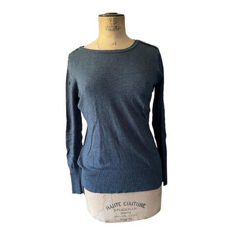 Pull Manches Longues Femme Taille M Marque Yessica, Couleur : Bleu, Matière : 72% Viscose, 28% Polyamide, Largeur : 45 Cm, Hauteur 63 Cm, Très Bon État Général,