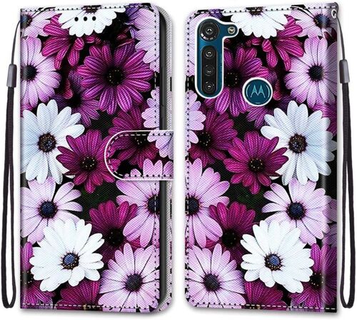 Coque Pour Motorola Moto G8 Power, Etui En Cuir Pu Portefeuille Housse Coque Avec 360 Degres Silicone Antichoc Protection Cover Cuir Pochette Magnetique Und Flip Bequille (Fleur 2)