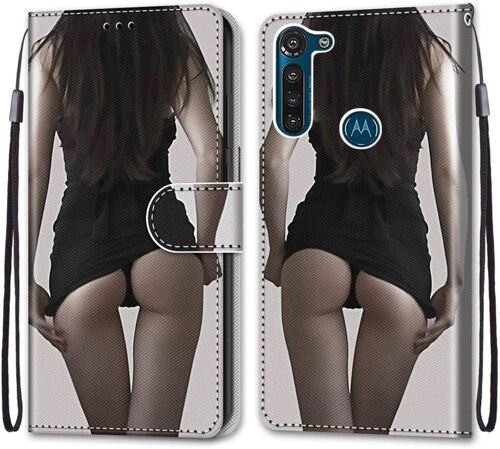 Coque Pour Motorola Moto G8 Power, Etui En Cuir Pu Portefeuille Housse Coque Avec 360 Degres Silicone Antichoc Protection Cover Cuir Pochette Magnetique Und Flip Bequille (Fille Sexy)