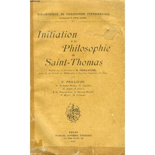 Initiation A La Philosophie De Saint Thomas