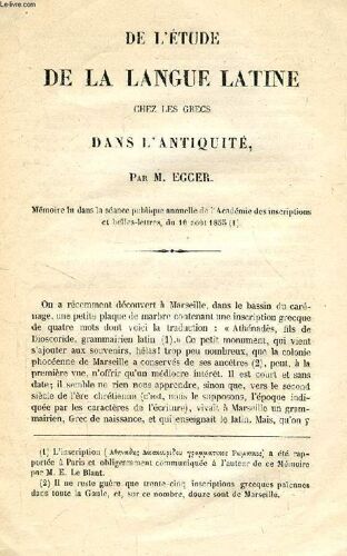 De L'etude De La Langue Latine Chez Les Grecs Dans L'antiquite