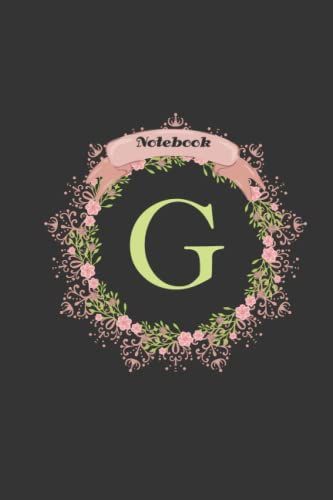 Cute Initial Monogram Letter G: Cute Initial Monogram Letter G Lined Notebook. Nifty Girly Personalized Name Medium Lined Journal & Diary For Writing ... And Women - Glossy Rose Gold Metallic Floral