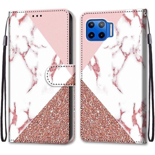 Coque Pour Motorola Moto G 5g Plus, Etui En Cuir Pu Portefeuille Housse Coque Avec 360 Degres Silicone Antichoc Protection Cover Cuir Pochette Magnetique Und Flip Bequille (Marbre)