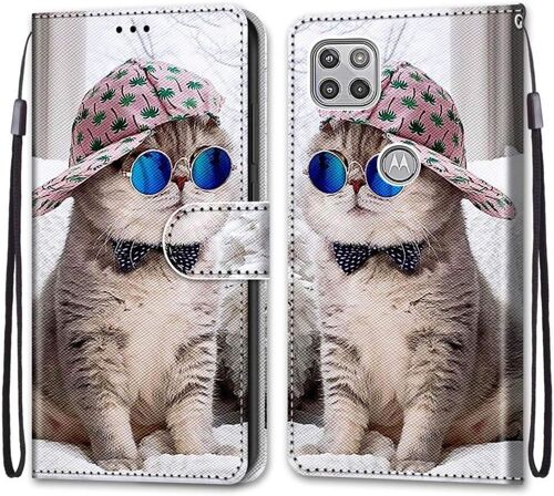 Coque Pour Motorola Moto G 5g, Etui En Cuir Pu Portefeuille Housse Coque Avec 360 Degres Silicone Antichoc Protection Cover Cuir Pochette Magnetique Und Flip Bequille (Chats 4)