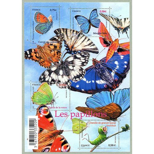 Série Nature (24) : Les Papillons Feuillet 4498 Année 2010 N° 4498 4499 4500 4501 Yvert Et Tellier Luxe