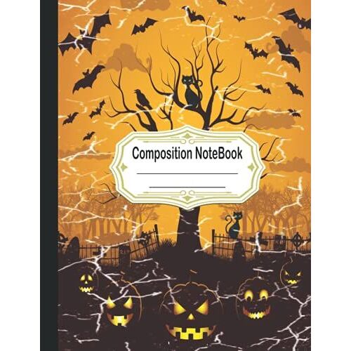 Halloween Pumpkin & Black Cat Theme Composition Notebook : College Ruled Notebook Notebook For Kids,Teens & Adults 120 Pages 8.5 X 11" School ... Gift : Theme Halloween School Gift Idea