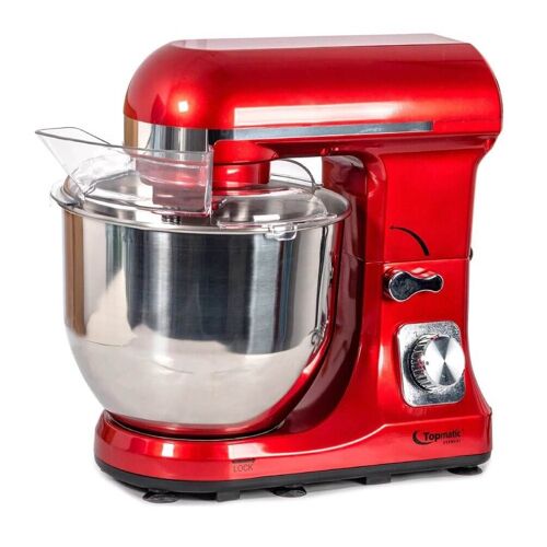 Mélangeur multifonction Topmatic PKM-1400.2 Red Solo 1400W Robot de cuisine 5 litres Pétrisseur, machine à pâte, gadgets de cuisine, remuer, pétrir, mélanger, fouetter, machine à 6 niveaux de vitesse