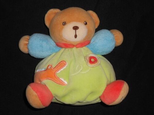 Doudou Peluche Boule Ours 18 Cm - Bleu Vert Rose - Crocodile Orange - Kaloo