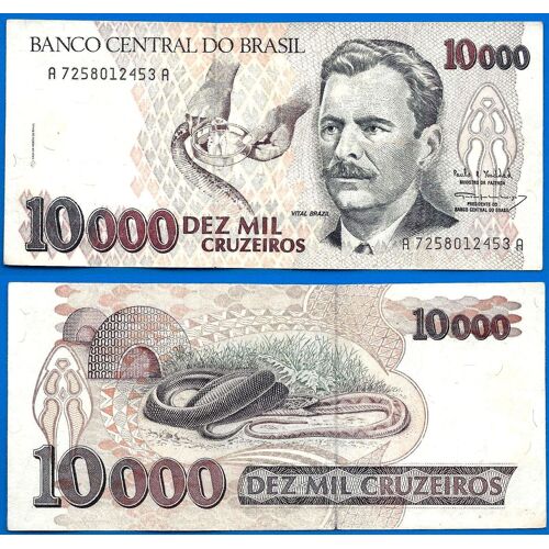 Bresil 10000 Cruzeiros 1993 Sign 30 Billet Brasil Brazil Cruzeiro Reail Reais
