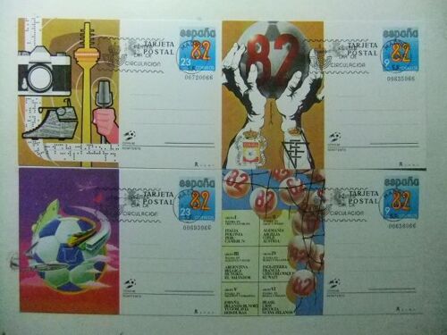 Entero Postal España 1982 Copa Mundial De Futbol 1982 Edifil Nº129/132 Primer Dia De Circulacion
