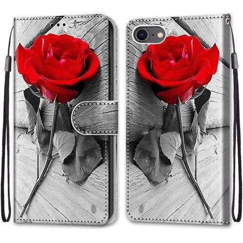 Coque Pour Iphone Se 2020/Iphone 8/7 (4,7 Pouces), Etui En Cuir Pu Portefeuille Housse Coque Avec 360 Degres Silicone Protection Cover Cuir Pochette Magnetique Flip Bequille (Rose)
