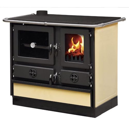 Cuisinière à bois MAGNUM en fonte | Sortie côté gauche - Beige