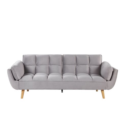 Canapé 3 Places Convertible En Velours Gris Clair Asby