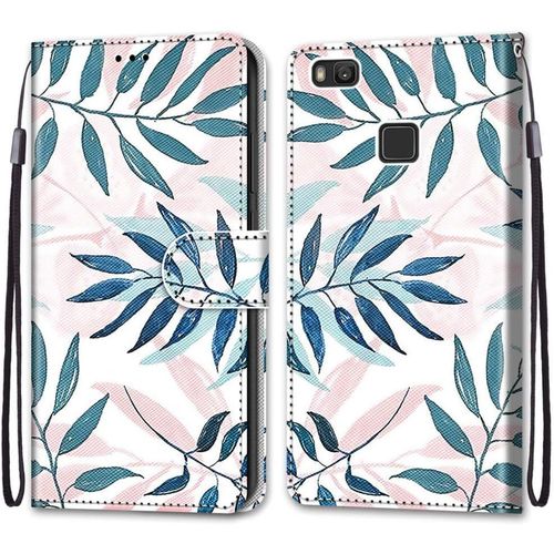 Coque Pour Huawei P9 Lite, Etui En Cuir Pu Portefeuille Housse Coque Avec 360 Degres Silicone Antichoc Protection Cover Cuir Pochette Magnetique Und Flip Bequille (Conifere)