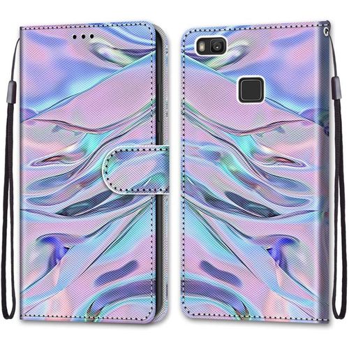 Coque Pour Huawei P9 Lite, Etui En Cuir Pu Portefeuille Housse Coque Avec 360 Degres Silicone Antichoc Protection Cover Cuir Pochette Magnetique Und Flip Bequille (Fluorescent)