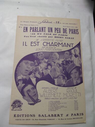 En Parlant Un Peu De Paris (As We Talk Of Paris) Fox-Trot Chanté Par Henry Garat De L'opérette Filmée "Il Est Charmant" Mise En Scène De Louis Mercanton 