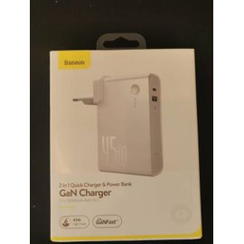 Power Station Baseus 45w Power Station 2-En-1 Qc Pb & Chargeur, Blanc 10000 Ah