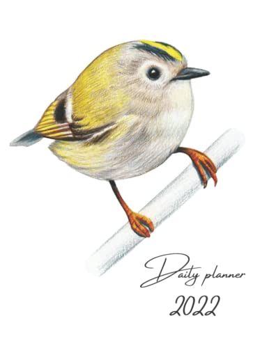 2022 Daily Planner: One Page Per Day Diary / Goldcrest / Bird / Sketch / Minimalist / Dated Large 365 Day Journal / Date Book With Notes Section - Time Slots - Schedule - Calendar / Organizer