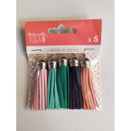 Pompons En Suédine X 5 Coloris Printemps Mademoiselle Toga