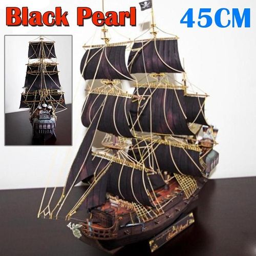 Papier Modèle Diy Bateau Pirates Des Caraïbes Noir Perle Antique Voile Voilier Navire De Guerre Pepercraft Bateau Funs Cadeaux