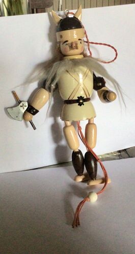 Marionnette En Bois Vintage Viking